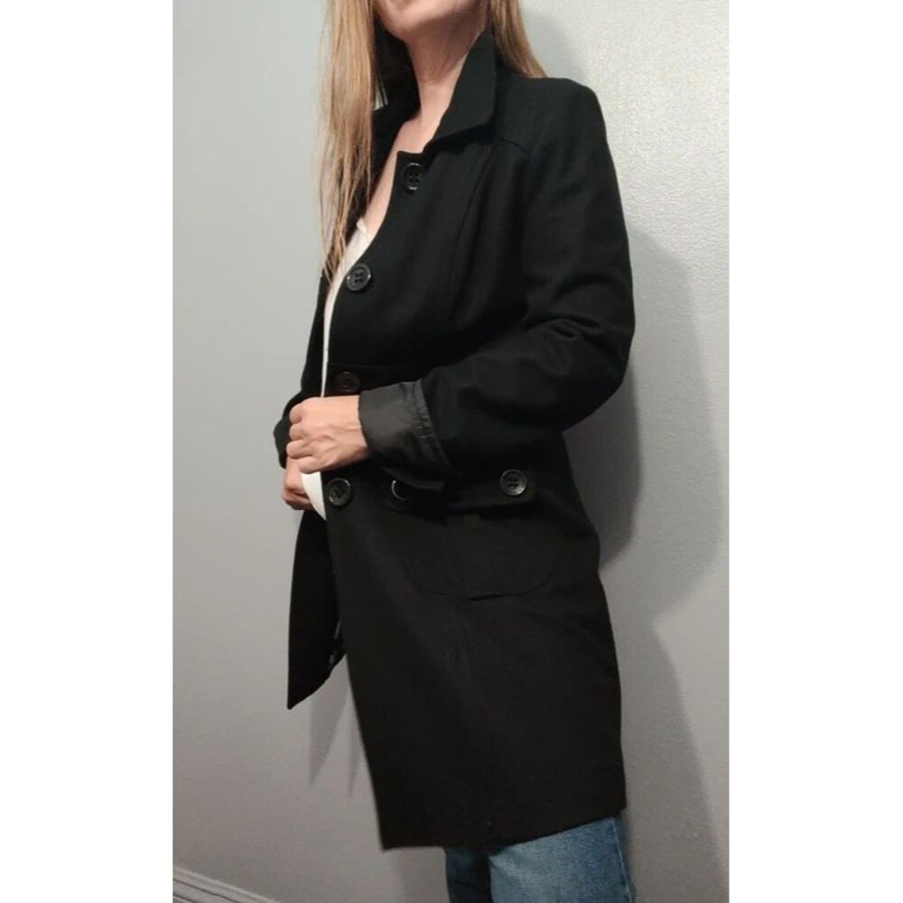 Tulle black women's peacoat wool coat winter fall autumn size S/M